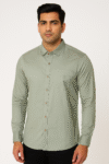 Men’s Solid Sage Green Cotton Casual Shirt