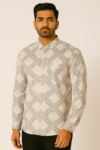 Men’s Off-White Printed Cotton Casual Shirt