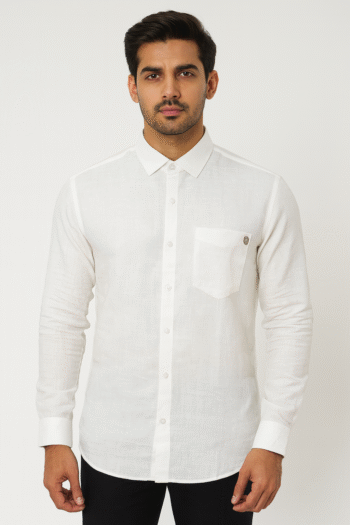 Men’s Classic White Linen Cotton Shirt