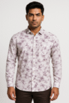 Men’s Lavender Tie-Dye Printed Cotton Casual Shirt