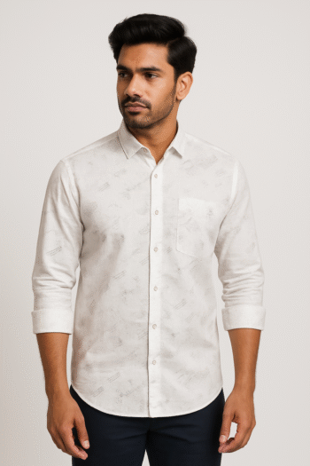 Men’s Off-White Subtle Printed Cotton Shirt