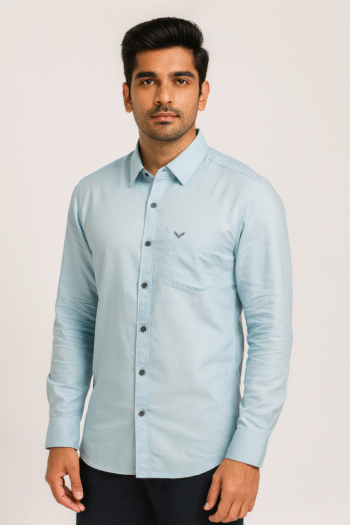 Men’s Light Blue Solid Casual Cotton Shirt