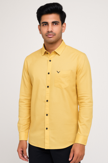 Men’s Solid Mustard Yellow Casual Shirt