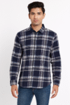 Men’s Navy Blue Checked Casual Cotton Shirt