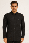 Men’s Black Pinstriped Slim Fit Casual Shirt