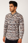 Men’s Geometric Printed Casual Slim-Fit Shirt