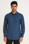 Men’s Solid Navy Blue Slim-Fit Casual Shirt