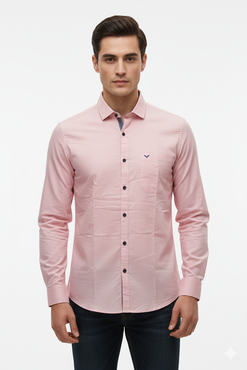 Men’s Classic Slim-Fit Solid Pink Shirt