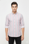 Men’s Pink Multi-Stripe Casual Cotton Shirt