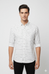 Men’s White Striped Casual Cotton Shirt