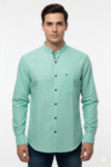 Men’s Mint Green Mandarin Collar Cotton Shirt