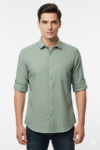 Men’s Light Green Solid Casual Cotton Shirt