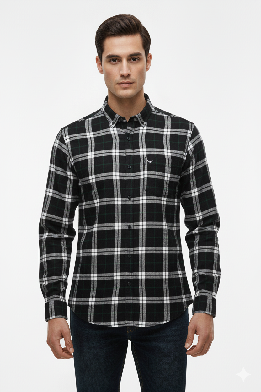 Men’s Black & White Premium Checkered Casual Shirt