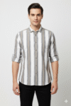 Men’s Multi-Tone Vertical Striped Cotton Casual Shirt