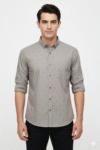 Men’s Grey Micro-Printed Casual Shirt