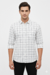 White Cotton Checked Casual Shirt for Men