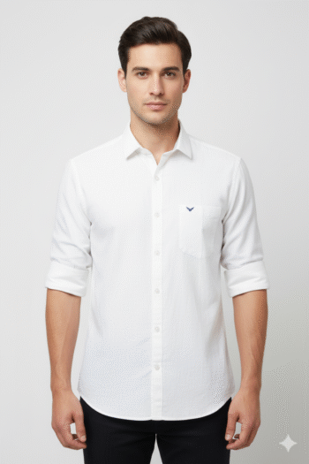 Men’s Classic White Solid Cotton Shirt