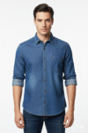 Men’s Classic Blue Denim Casual Shirt
