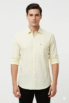 Men’s Light Yellow Solid Casual Cotton Shirt