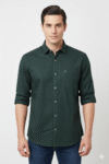 Men’s Dark Green Solid Cotton Shirt