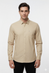 Men’s Beige Solid Cotton Shirt