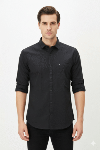 Men’s Black Cotton Casual Shirt