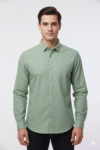 Men’s Light Green Solid Cotton Casual Shirt