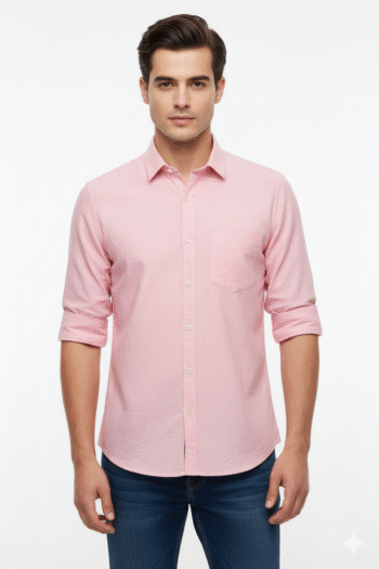 Men’s Light Pink Slim Fit Cotton Shirt