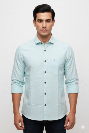 Men’s Solid Mint Green Casual Shirt