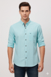 Men’s Light Aqua Blue Cotton Casual Shirt