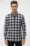 Men’s Black & White Large Checkered Cotton Casual Shirt
