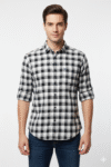 Men’s Black & White Checkered Cotton Shirt