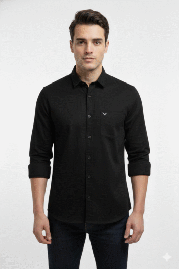 Men’s Classic Black Slim Fit Cotton Shirt