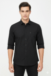 Men’s Solid Black Cotton Casual Shirt