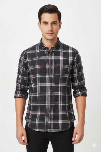 Men’s Black & Red Checked Cotton Casual Shirt